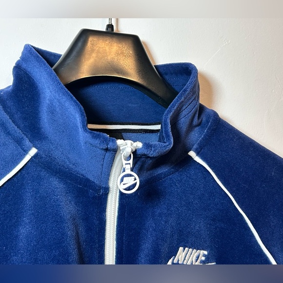 Nike Retro Velour Full Zip Womens Track Jacket Size Large Blue Y2K - Picture 6 of 7